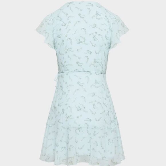 NEW Aritzia Lawn Dress - Blue & Yellow Floral Wrap Sundress Flutter Sleeves - Picture 9 of 10